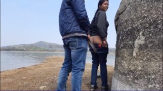 Indian lovers filming own outdoor sex