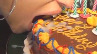 Sexy bhabhi eating cake with cum after sex