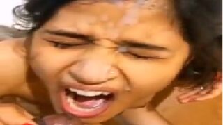 Cumming on face and mouth of bihari girl