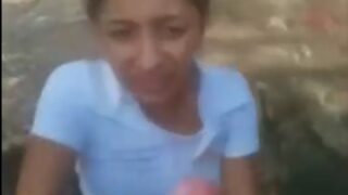 Sexy punjabi girl outdoor bj and cum drink