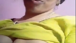 Telugu wife squeezing milk from boobs