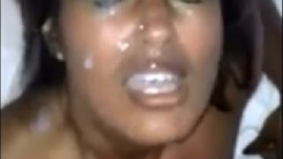 Cumming on face of naked bengali boudi
