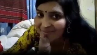 Beautiful hindi bhabhi giving happy blowjob to devar