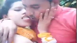 eating boobs of bengali aunty in park by friends husband