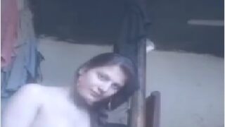 cute fair kashmiri girl making own naked mms for bf