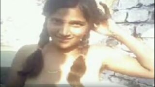 dehati fair girl poonam showing boobs outside village